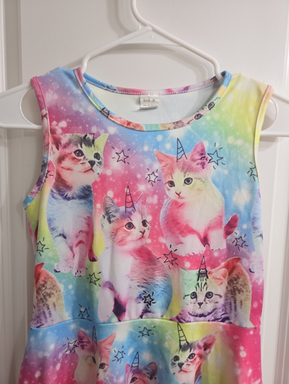 Skater Dress Girls XL Rainbow Caticorn Galaxy Print - Picture 2 of 6